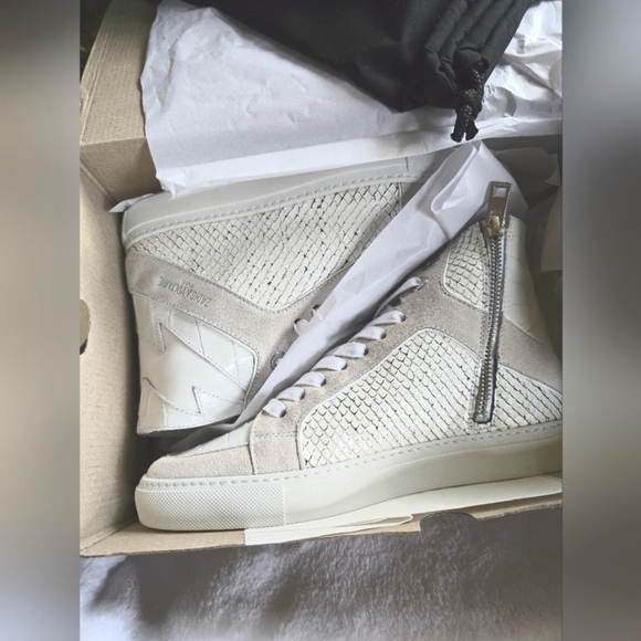 New!! Zadig & Voltaire, High Flash Keith Sneakers, Blanc(White), Size 38 - NIB - Picture 9 of 14